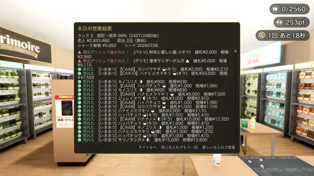 開店後、1枚ずつの採点が返ってくる
